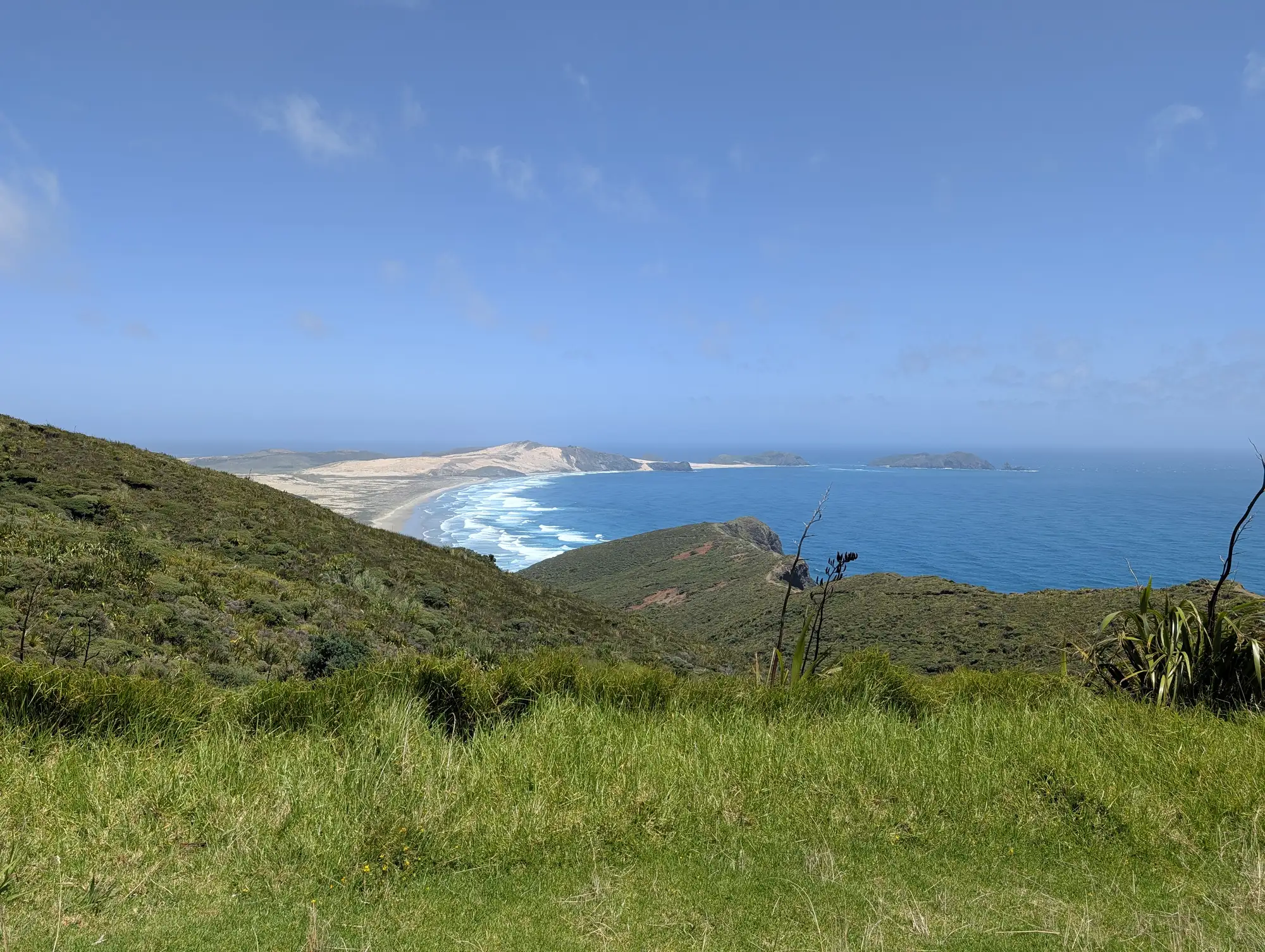 Climbing at Cape Reinga in the hot sun