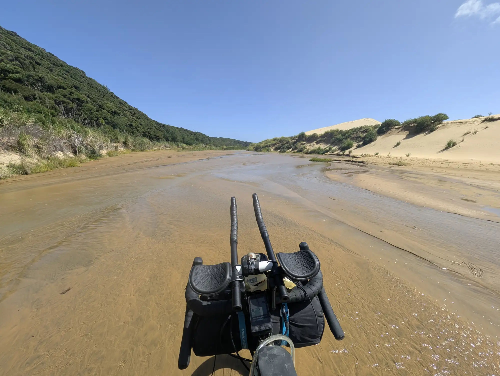 Ultra wide of bike in the stream